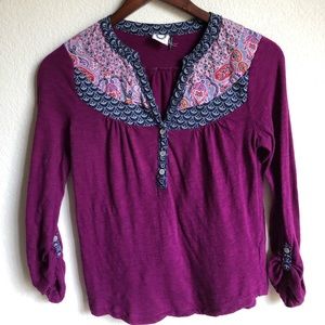 Anthropologie 3/4 purple blouse